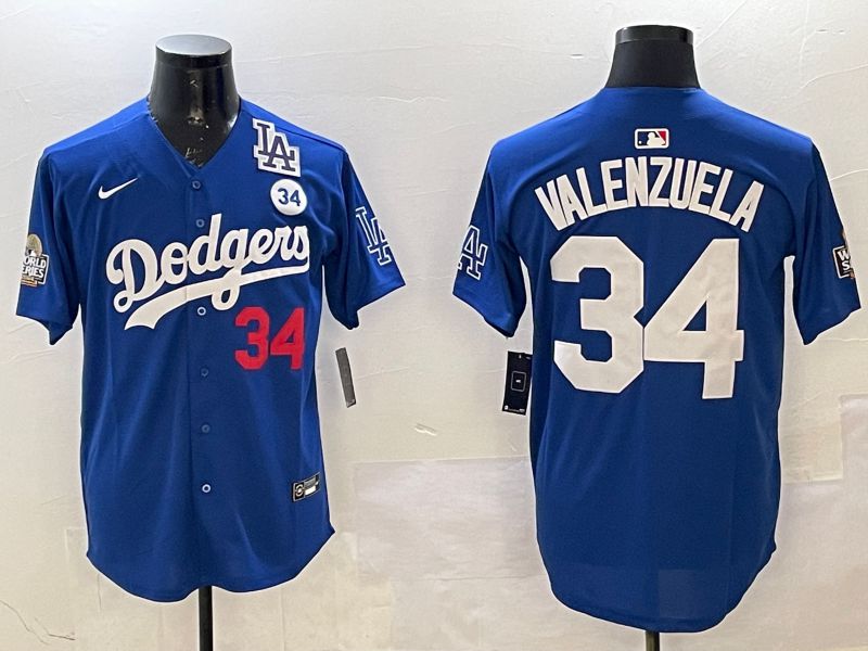 Men Los Angeles Dodgers #34 Valenzuela Blue Fashion 2025 Nike MLB Jersey style 2->san francisco 49ers->NFL Jersey